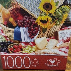 Cardinal Picnic Puzzle with Sunflowers and Grapes